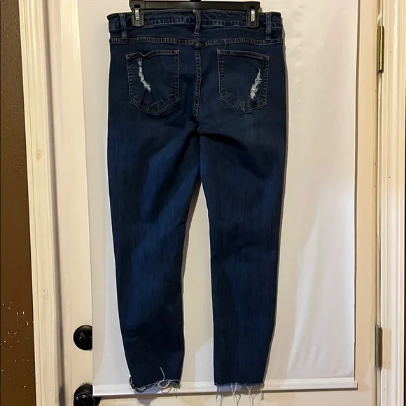 Highway Jeans Blue Ankle Cropped Distressed Denim - Picture 2 of 14